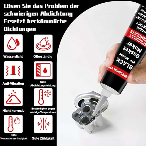 EIGTWEN Dichtmasse Motor, 85g Dichtmasse kfz Stoßfest und Auslaufsicher,Hochtemperaturbeständig… – Ansicht 4