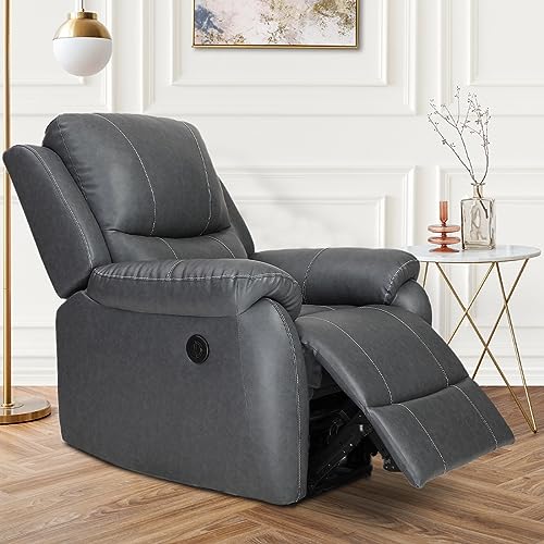 Image of Recliners India - Lite Single Seater Recliner Sofa | Power Recliner | Cushion Armrest | Living Room Recliner Sofa | 1-Year Manufacturer Warranty | Colour- Two Tone Grey