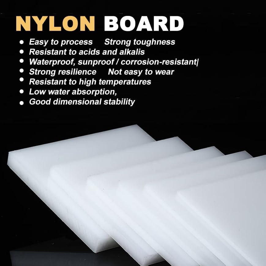 White PA6 Nylon Flat Board 300mm x 300mm, 5-8mm Thick, Molded Sheet for Mechanical Projects, Cutting, Machining and Custom Applications,8mm 1pc