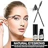 Eyebrow Stamp Stencil Kit, One Step Brow Stamp Shaping Kit, Eyebrow Definer, with 6 Reusable Eyebrow Stencils, Hairline Shadow Powder Stick