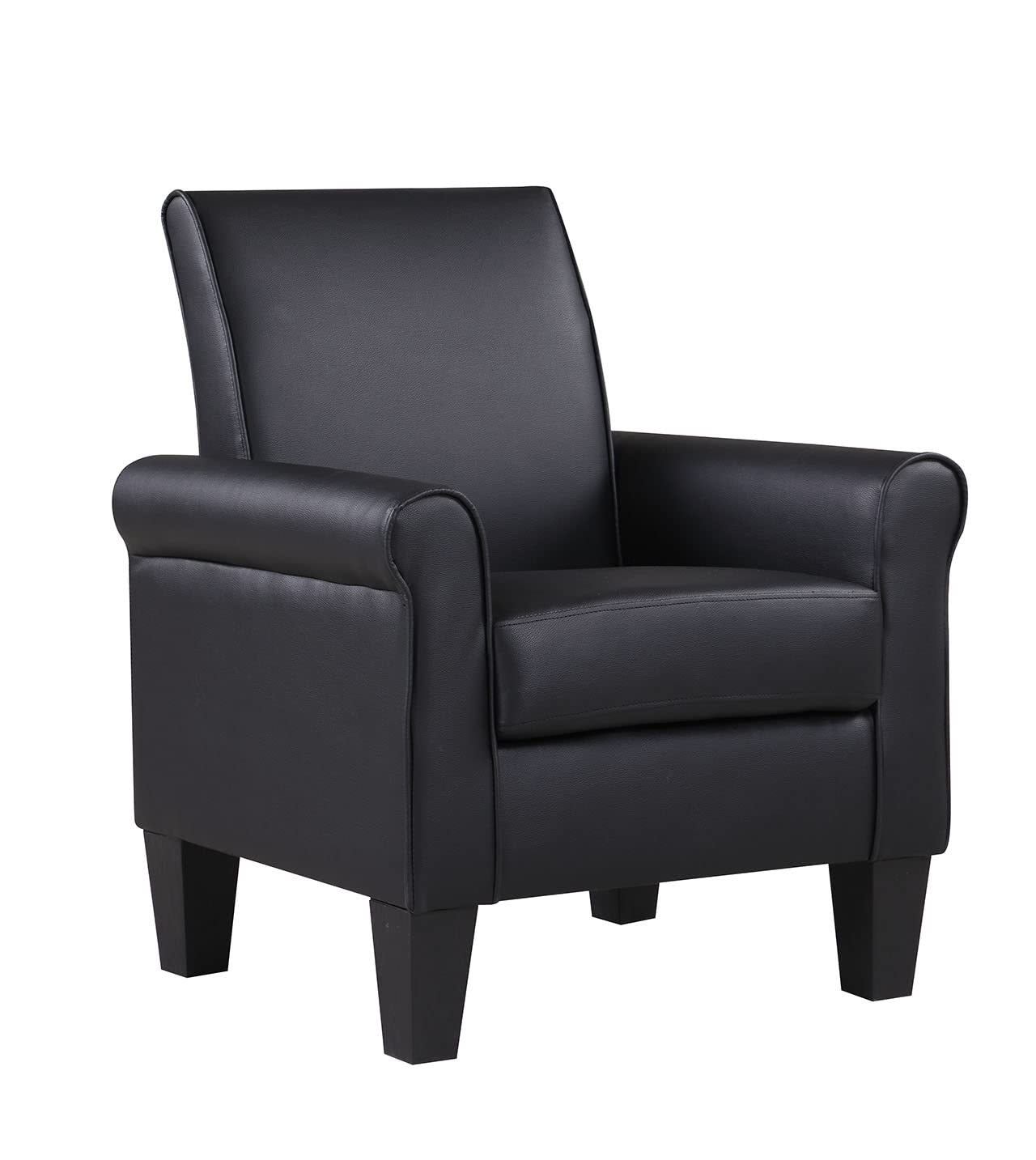Lohoms Modern Faux Leather Accent Chair, Upholstered Living Room Armchairs Comfy Single Sofa Chair for Bedroom, Waiting Room-Black