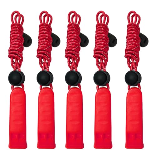 Emergency Whistle, 120db Safety Whistle Survival Shrill Loud for Camping Hiking Hunting Boating Fishing Life Vest Jacket Rescue Signaling Kids Lifeguard 5 Pack