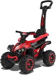 Quadriciclo Infantil Jipe Com Spider Carrinho De Passeio Infantil Com Haste Empurradora Andador Smart Carrinho Empurrador (Vermelho)