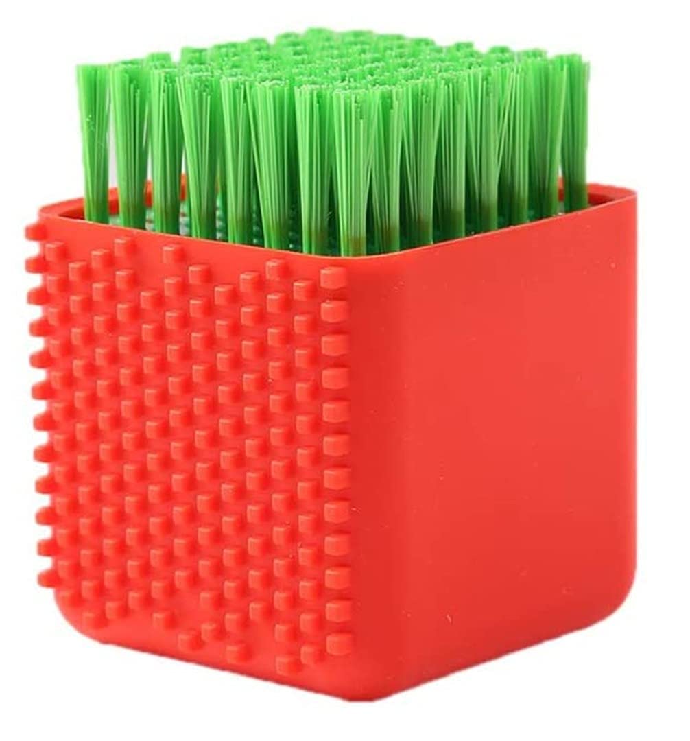 SwissHome Multi-Functional Silicone Laundry Brush - Potted Washing and Cleaning Powerhouse for Effective Stain Removal and Gentle Fabric Care (Pack of 1, Red)