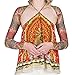 Wild Rose Ladies Mums Tattoo Sleeve Shrug Chrysanthemums Flowers Irezumi, Tan, Large (as1, alpha, s, regular, regular)