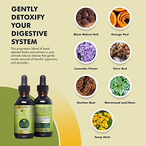 Go Nutrients Intestinal Edge Gut Detox Cleanse for Humans: Enhance Digestive Health, Boost Energy, Clear Skin with Black Walnut, Wormwood, Clove & Gentian Root for Adults & Kids 2oz Liquid Drops - Image 6