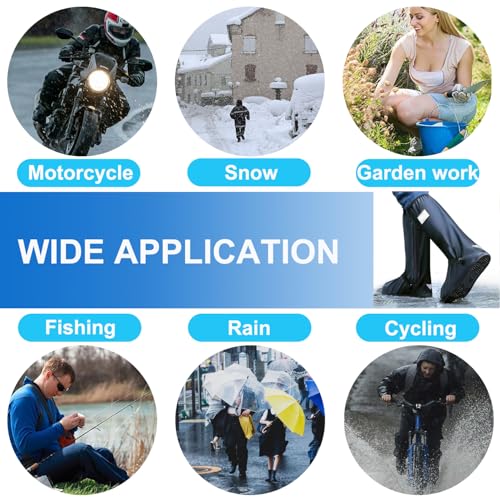 Image of Waterproof Shoe Covers for Rain, Outdoor Cycling Non-Slip Rain Boots Covers Foldable Reusable Overshoes with Reflector for Women & Men