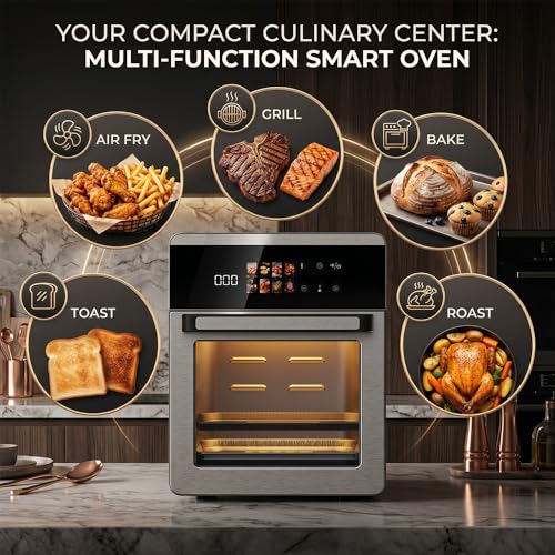 Image of Toree Digital Air fryer oven with Glass window, Rapid Air Circulation Technology, Large Capacity of 18+ Liters, accessory set with silicone picker /tong /skewer set /glove |1 Year Warranty-8130656959