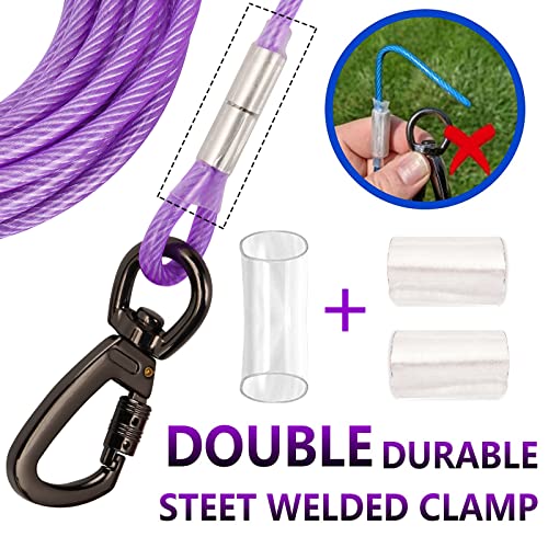 Tie Out Leinen für Hunde mit Stoßdämpfender Feder,lHofleine Leinen für Hunde(02-Lila,3M