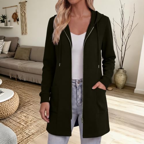 Women's Jackets Long Clothing Hooded Coats Clothes with Pockets - image 6