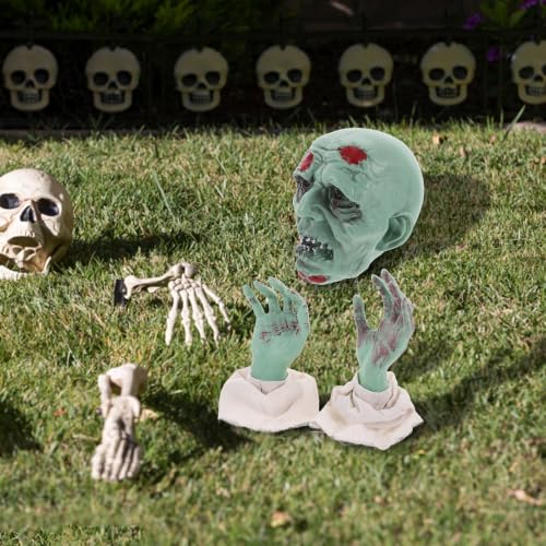 Mano realista y calavera de tela con estacas para un Halloween aterrador 6