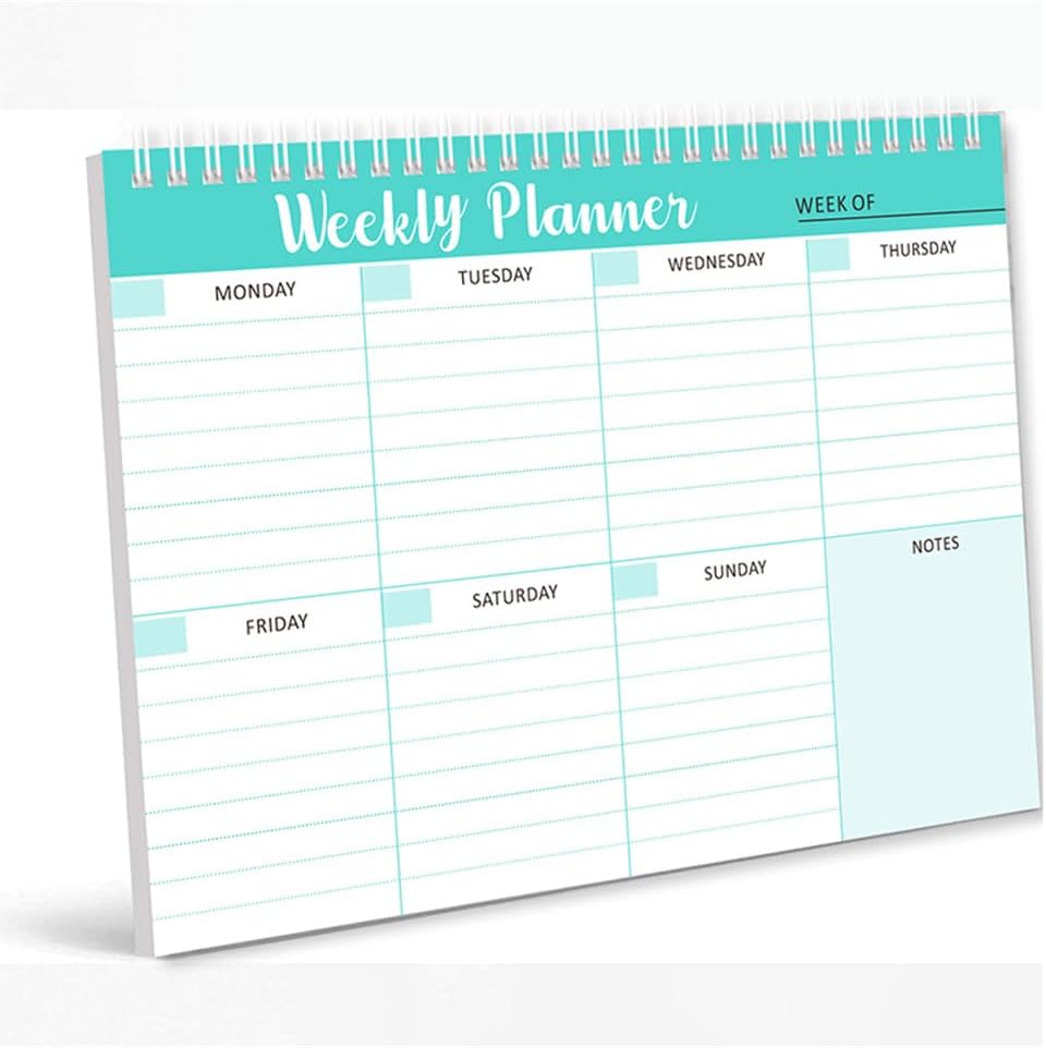 Weekly Planning Pad - 52 Sheets Wirebound Workbook for Meals, Groceries, Food, Weight Loss, Learning, Business I Priorities, To Do List, Daily Schedule & Notes, Efficient Time Management Planner (A)