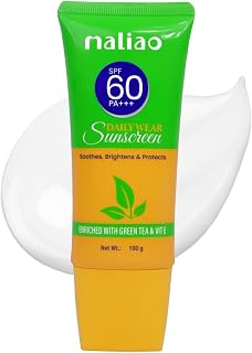 Maliao Green Tea & Vit E Sunscreen SPF 60 PA+++ | Broad Spectrum Sun Protection | Hydrating & Soothing Formula | Non-Greas... Price In India