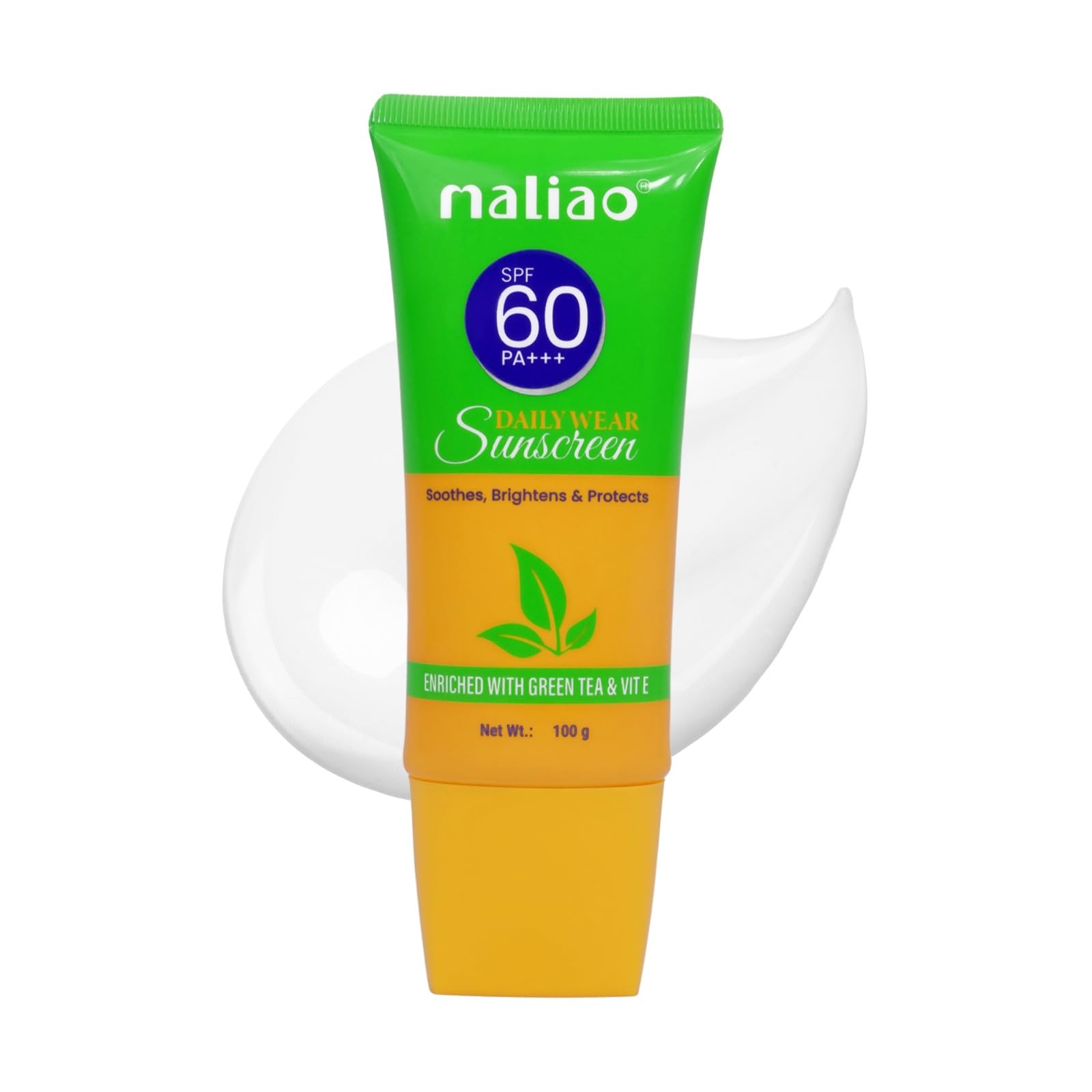 Maliao Green Tea & Vit E Sunscreen SPF 60 PA+++ | Broad Spectrum Sun Protection