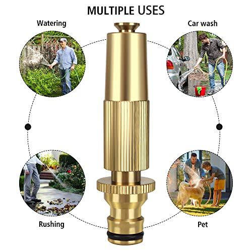 Garten Handbrause, Messing Gartenschlauch Düse, Hochdruck Gartenbrause/Hochdruckschlauch Düsen 100% Metal Verstellbarer Wasserdurchfluss für Garten Bewässerung und Haustier waschen
