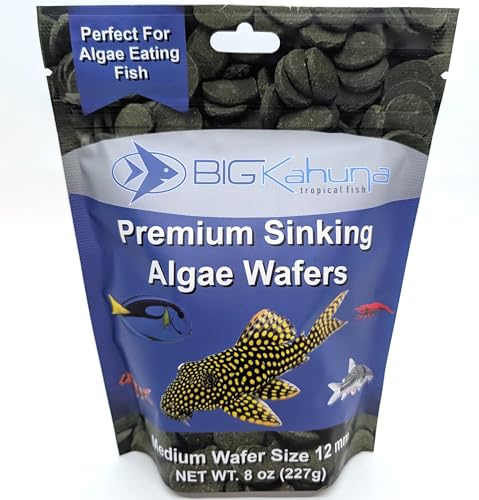 BIG KAHUNA TROPICAL FISH Medium 12mm Algae Wafer - Algae Wafers for Bottom Feeders - The Best Pleco Wafers & Pleco Food Available - Algae Wafers for Snails (8 oz)