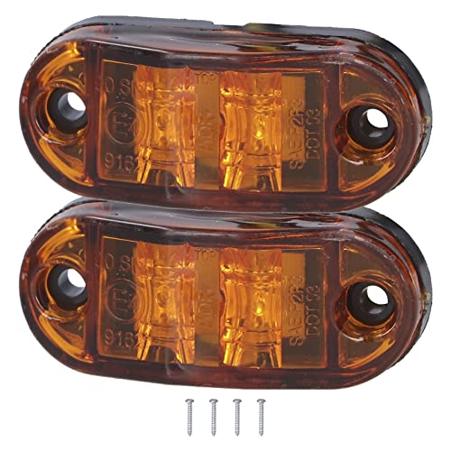 1 Paire de Feux Clignotants de Camion 10-30 V 2 Feux Latéraux LED Rectangulaires avec 25 Cm de Fil de Frein Arrière Queue de Cochon Lampe de Recul pour Remorque Camion RV Bus Caravane Bateau(Jaune)