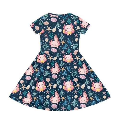 Image of Short Sleeve Dress for Girls with Pockets Cute Toddler Girl Clothes Summer 2-12