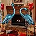 Kircust Garden Sculpture & Statues, Blue Heron Lawn Ornaments Standing Metal Crane Yard Art Large Size Bird Decoy for Outdoor Lawn Backyard Porch Patio Decoration, Set of 2