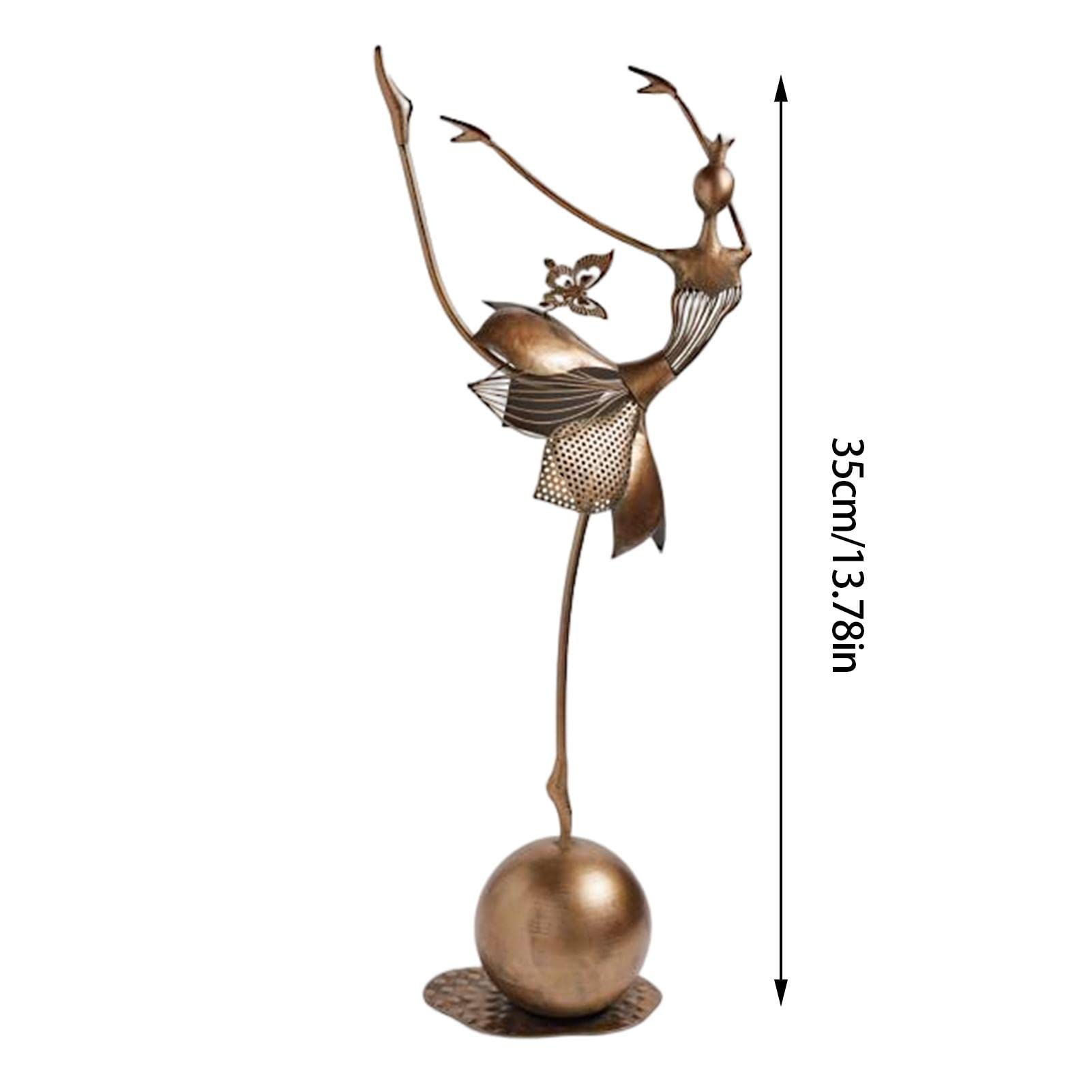 Estatua de jardín de niña bailarina de metal, adorno de bailarina de pie, escultura de arte de jardín, figura moderna de ballet para niña, estatua de bailarina, decoración de metal al aire libre