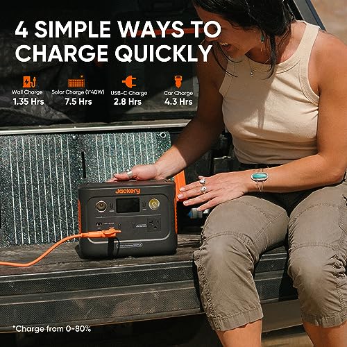 Jackery Solar Generator 300 Plus Portable Power Station with 40W Book-sized Solar Panel, 288Wh Backup LiFePO4 Battery, 300W AC Outlet, Only 5KG for RV, Outdoors, Camping, Traveling, and Emergencies (Renewed)