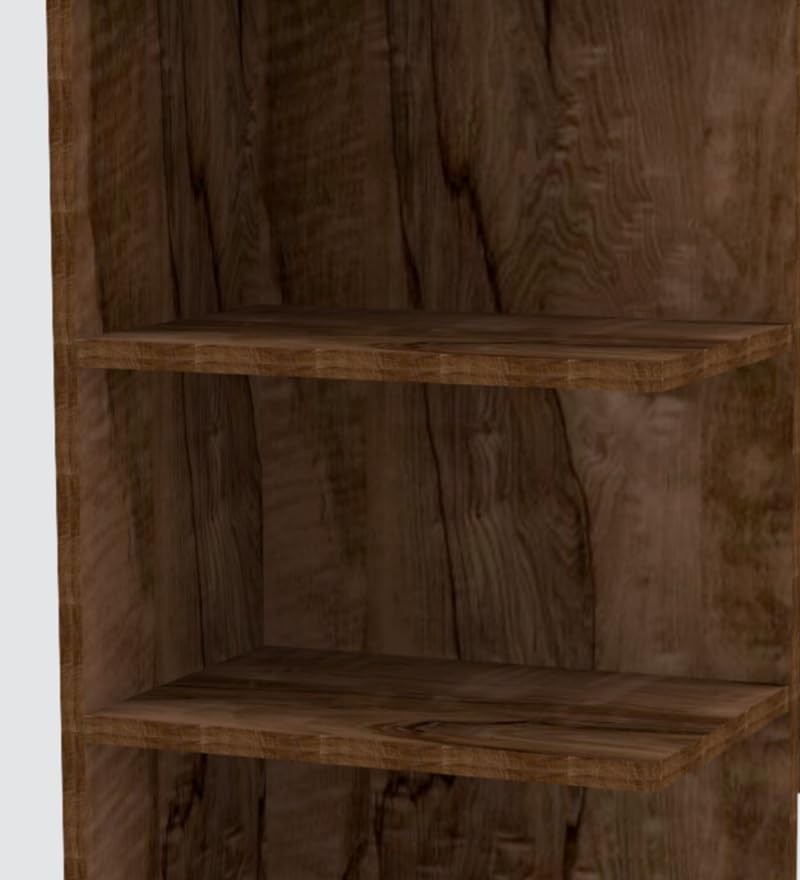 Image of Modern Compact Study Desk with 3 Side Shelves, Space-Saving Home Office Table, Wood Finish, 103x72x40 cm