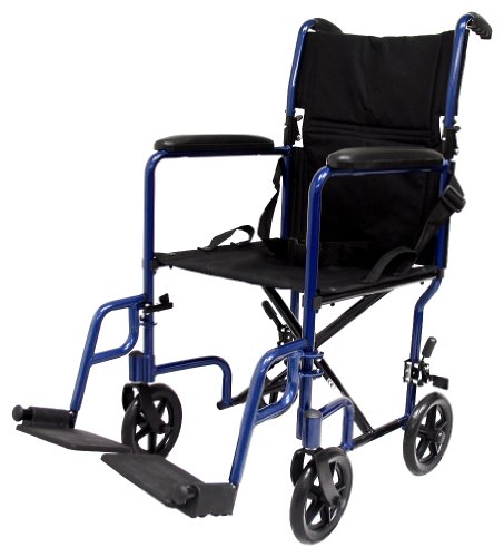 Karman Healthcare LT-2019-BL Folding Aluminum Transport Chair with Removable Footrests, Blue, 19 10 Best Karman Healthcare Transport Chairs - Editoor Pick's