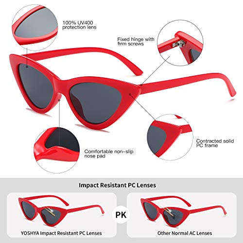 Image of Retro Vintage Narrow Cat Eye Sunglasses for Women Clout Goggles Plastic Frame