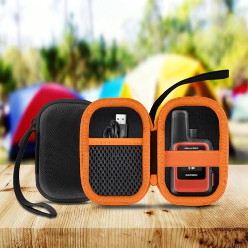 Image of Hard Travel Case for Garmin inReach Mini 3 Satellite Communicator | Compatible with Garmin inReach Mini 3 Plus /Mini 2, Carrying Case, Black Case+Orange Zipper