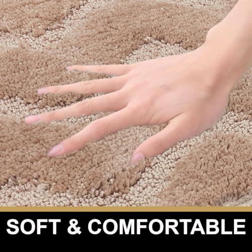 Image of Luxe Home Bath Mat Super Soft Microfiber Non Slip Scotland Diamond Bathroom mats Water soak Washable Doormat for Home, Bedroom, Living Room (38x58 cm, Beige) Pack of 1