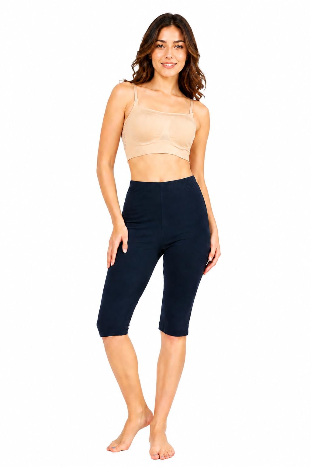 Women’s Cotton Knee Length Cycling Shorts | Stretchable Breathable Biker Gym Yoga Workout Shorts | Mid Waist Athletic Fit-picture-24