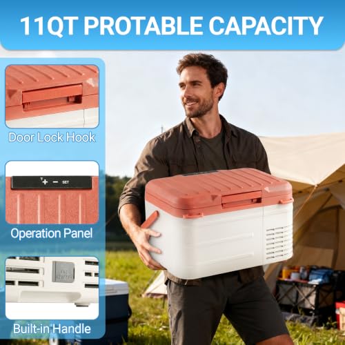 Image of Erivess 12v Refrigerator 11 Quart, -4F-68F, Electric Cooler for Car