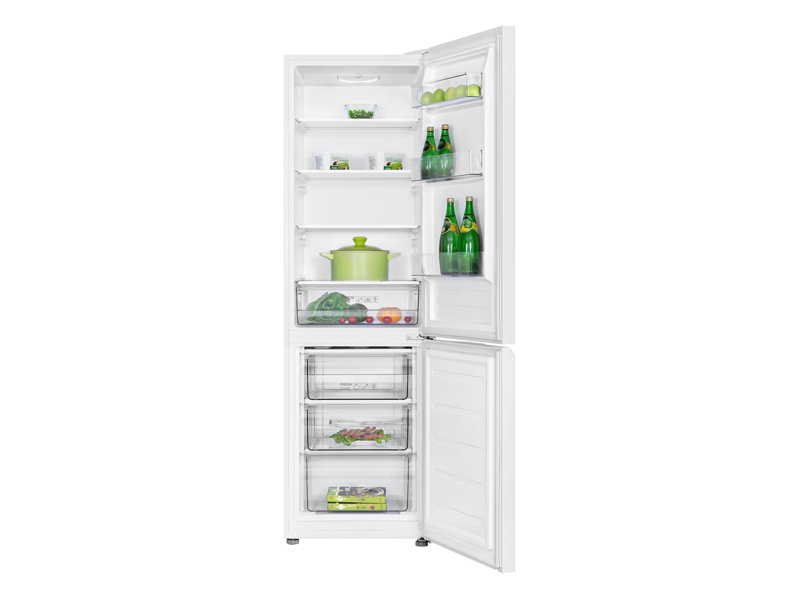 TCL 260L 55cm Frigorífico Combi Compacto, Motor Inverter, Luz LED, Zona Fresh y Juntas de fácil limpieza