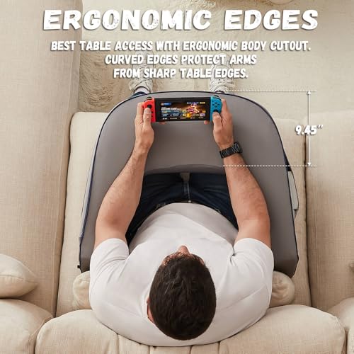 Image of cooloo8 Reading Pillow with Armrests - Extra Large Memory Foam Gaming Pillow for Adult, Lap Desk for Laptop, Arm Rest for Working, Crocheting, Playing Game or Siting in Bed, Floor, Sofa, (Grey)