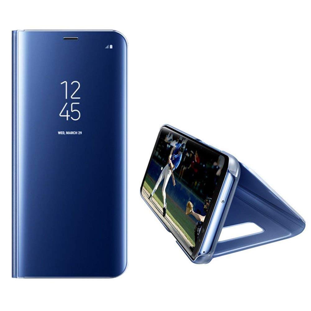 LEMAXELERS Huawei Honor 50 Phone Case Huawei Honor 50 Cover,Glitter Mirror Makeup PU Leather Slim Clear View Stand Flip Wallet Bright Kickstand Full Body Protective Case for Huawei Honor 50,QH Blue - Image 2