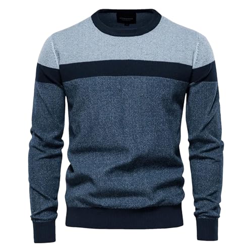 Men's Slim Fit Cotton Sweater Lightweight Crewneck Long Sleeve Knit Jumper Business Casual Work Tops for Fall Winter