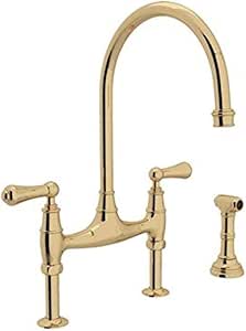 ROHL U.4719L-ULB-2 Kitchen FAUCETS, 0-in L x 1.8-in W x 16.9-in H, Unlacquered Brass
