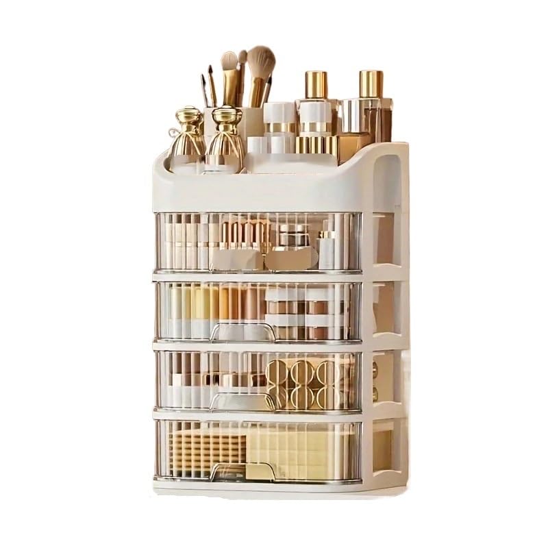 Rangement Maquillage Organisateurs de cosmétiques, boîte Rangement Maquillage à tiroir Grande capacité, Organisateur Bureau Multicouche(Five Layers)