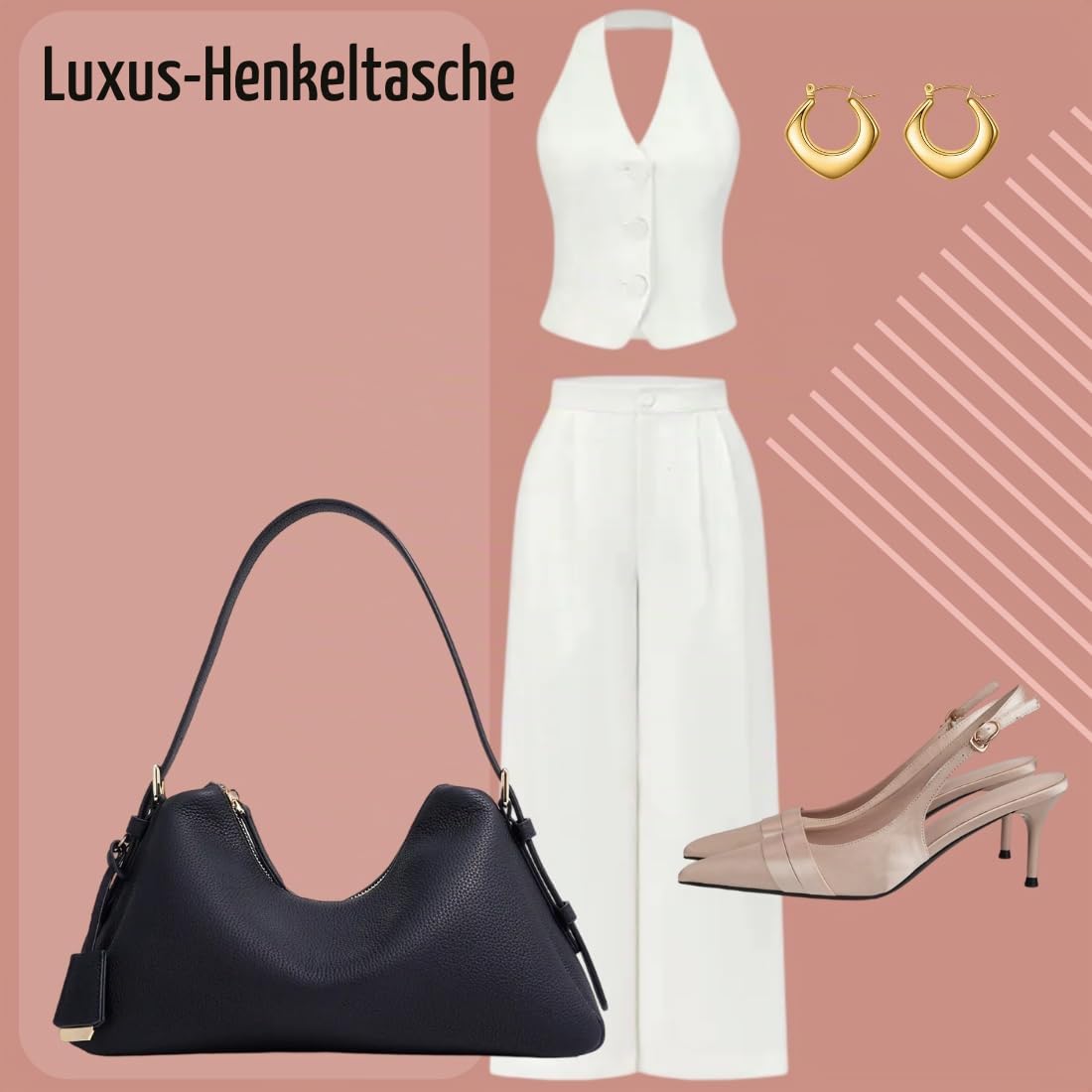 Feliz&Luk Damen Echtleder Henkeltasche Elegante Umhängetasche Handtasche Schultertaschen Schwarz Shopper Bag für Reisen 33 * 11 * 19 cm