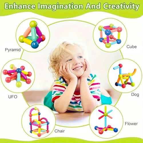 Image of VGRASSP Magnetic Sticks Building Blocks Set for Kids - Creative STEM Toy for Boys and Girls with Strong Magnets, Vibrant Colors, Safe & Durable Design, Ideal for Ages 3+ (100 Pcs Set)