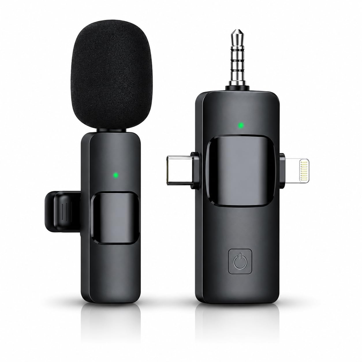 3 in 1 wireless lavalier microphone for iphone, ipad, android, camera,12-hour battery, mini noise reduction recording mic 2.4g ultra-low delay, microphone for vlog/ tiktok/youtube live stream( 1 mic)