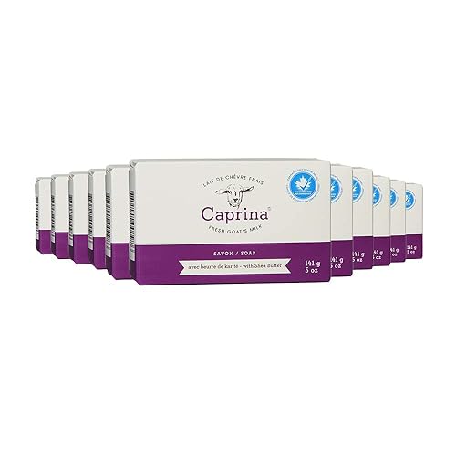 Caprina - Barra de jabón de leche de cabra fresca, manteca de karité, 5 onzas (24 unidades), limpia sin secar, jabón biodegradable, hidratante,