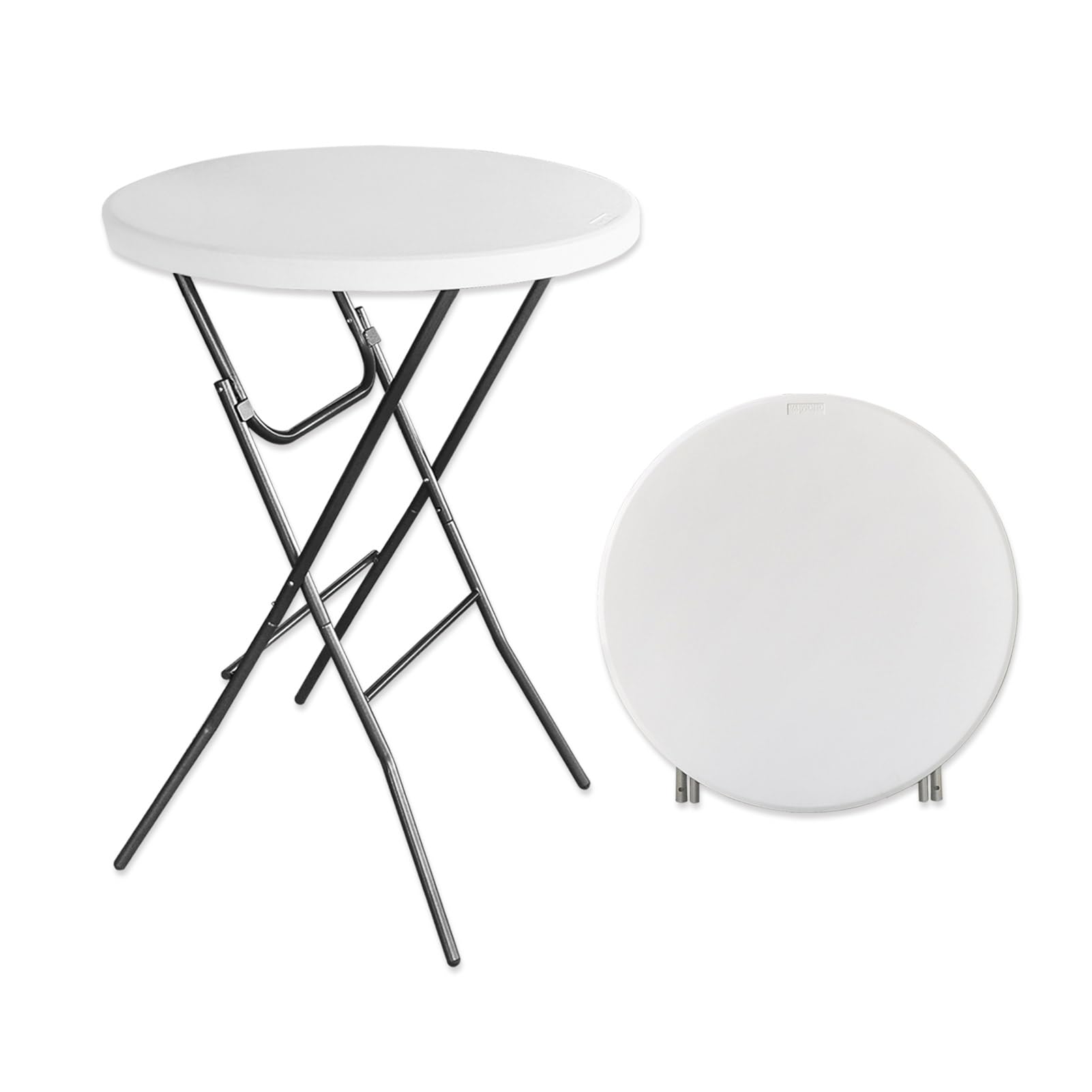 Gnomiya 32in Folding Cocktail Table for Parties, High Top Table Granite White, Bar Height Pub Table for Events, Weddings, Banquets, Family Gatherings