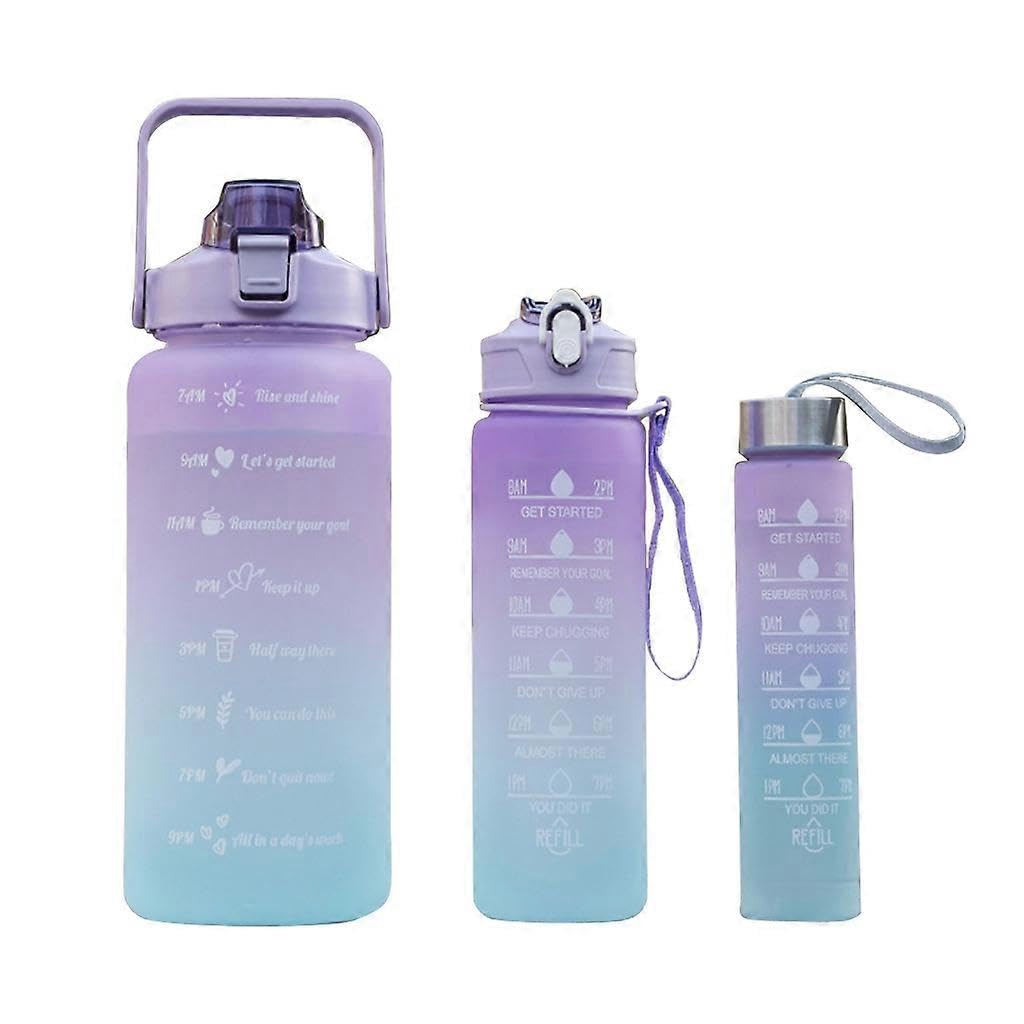 JOYHAPPST Sports Water Bottle Set with Time Marker Leak-proof Cup Motivational Portable