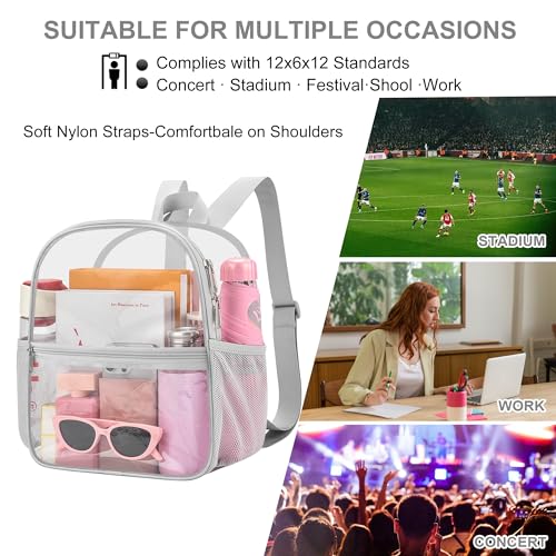 Image of Oraben Clear Backpack for Stadium Events Stadium Backpack Waterproof 12x6x12 Clear Bag for Adult Concert Sport Work