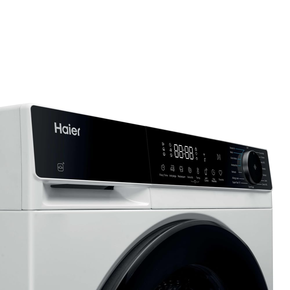 Haier X Serie 5 Lavatrice 9 Kg, Libera Installazione, Carica Frontale, Classe A-25%, 1400 Giri, Smart AI Cycle, Ciclo Refresh a Vapore, Wi-Fi con App hOn, 85x60x55.9 cm, Bianca – HW90-BP14357U-IT