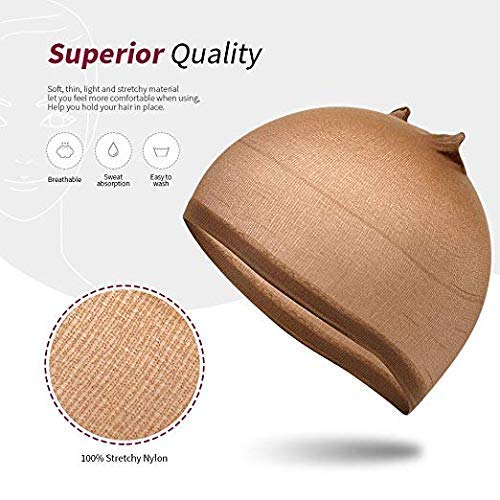 Stocking Wig Caps, DEPHNARSA 24pcs Stretchy Nylon Wig Caps Stocking Caps For Wigs Wig Caps For Women Man (Dark Brown) - Image 4