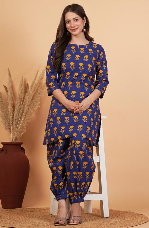Image of rytras Women Pure Cotton Printed Straight Kurta Set with Palazzo pants|Ethnic wear|Kurta Set for Women