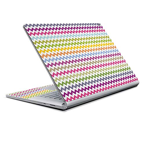 Image of MightySkins Carbon Fiber Skin for Microsoft Surface Book 2 13 inch (2017) - Rainbow Chevron,Protective, Durable Textured Carbon Fiber Finish,Easy to Apply, Remove, and Change Styles,