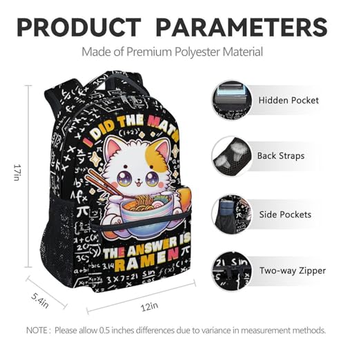Kids Funny School Backpack - 17 Inch Large Capacity Ramen Backpacks for Elementary - Durable Cartoon Boys Bookbag4